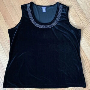 Laura Scott Velvet Beaded Top